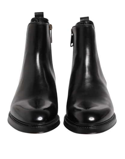 Dolce &amp; Gabbana – Schwarze Chelsea-Stiefel aus Leder mit mittlerer Wade