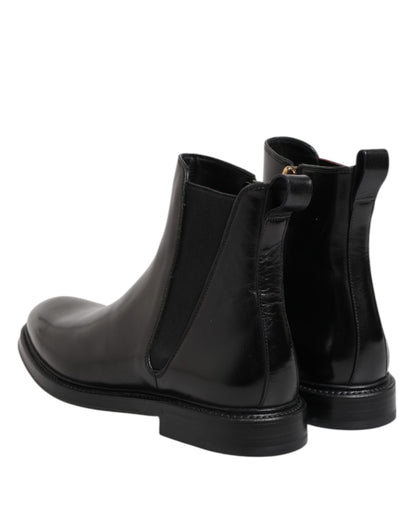 Dolce &amp; Gabbana – Schwarze Chelsea-Stiefel aus Leder mit mittlerer Wade