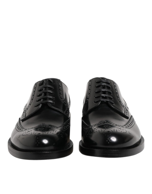 Dolce &amp; Gabbana – Formelle Derby-Schuhe aus schwarzem Leder mit Flügelkappe