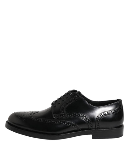 Dolce &amp; Gabbana – Formelle Derby-Schuhe aus schwarzem Leder mit Flügelkappe