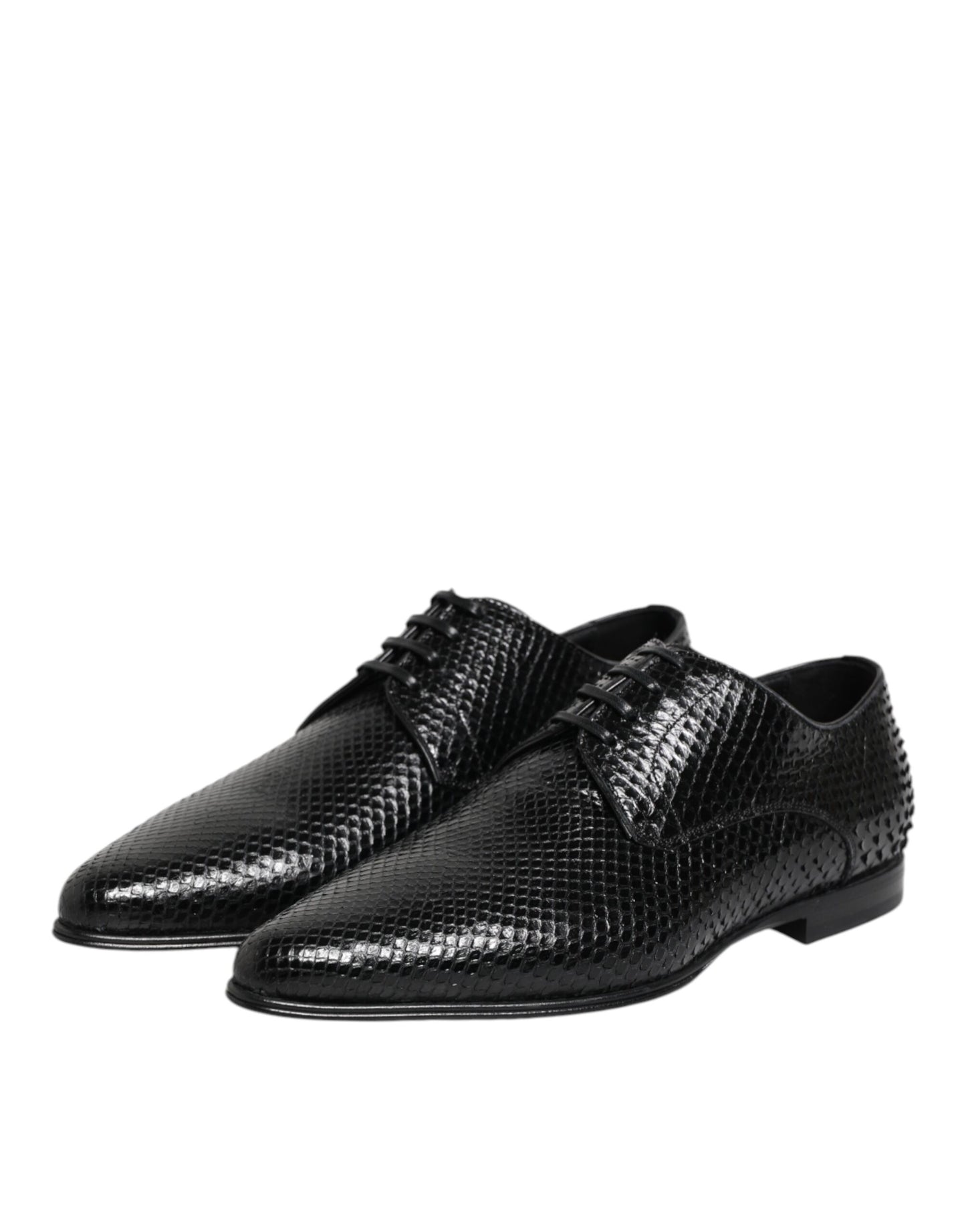 Dolce &amp; Gabbana – Derby-Schnürschuhe aus exotischem Leder in Schwarz