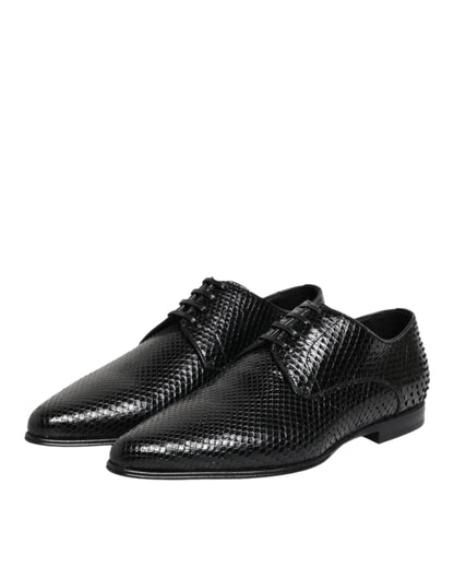 Dolce &amp; Gabbana – Derby-Schnürschuhe aus exotischem Leder in Schwarz