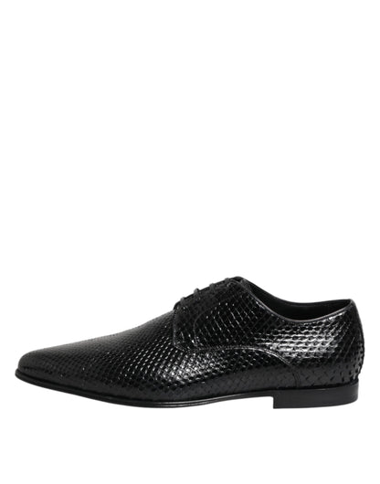 Dolce &amp; Gabbana – Derby-Schnürschuhe aus exotischem Leder in Schwarz