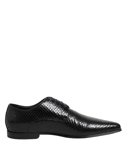 Dolce &amp; Gabbana – Derby-Schnürschuhe aus exotischem Leder in Schwarz