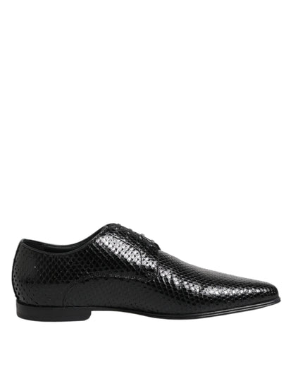 Dolce &amp; Gabbana – Derby-Schnürschuhe aus exotischem Leder in Schwarz
