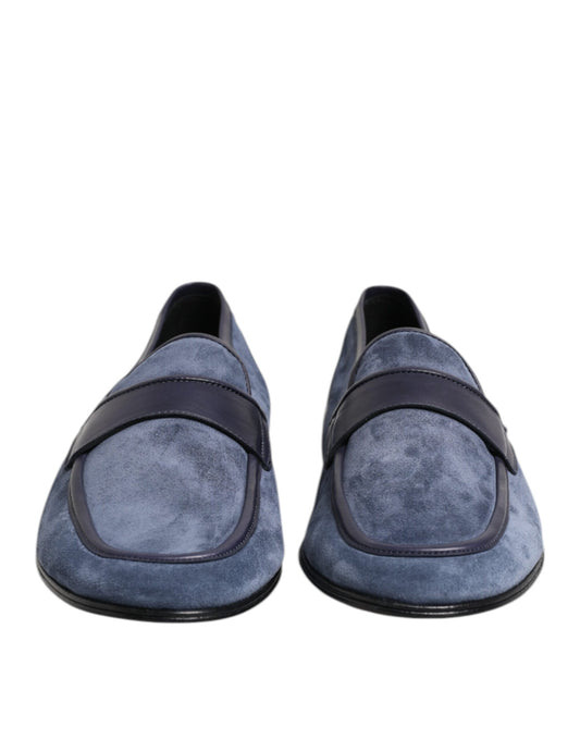 Dolce &amp; Gabbana Blaue Wildleder-Loafer-Mokassin-Schuhe