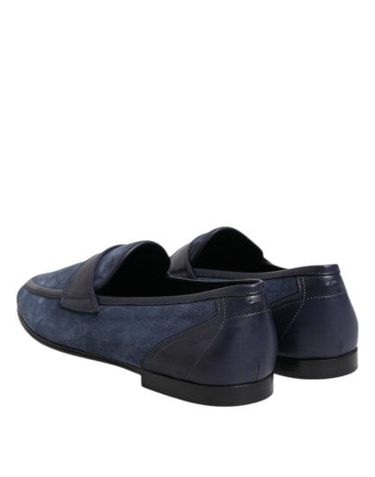 Dolce &amp; Gabbana Blaue Wildleder-Loafer-Mokassin-Schuhe
