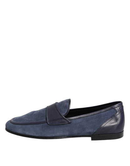 Dolce &amp; Gabbana Blaue Wildleder-Loafer-Mokassin-Schuhe