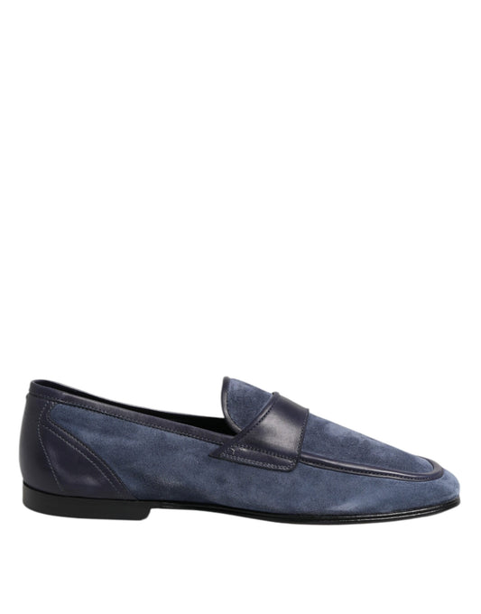 Dolce &amp; Gabbana Blaue Wildleder-Loafer-Mokassin-Schuhe