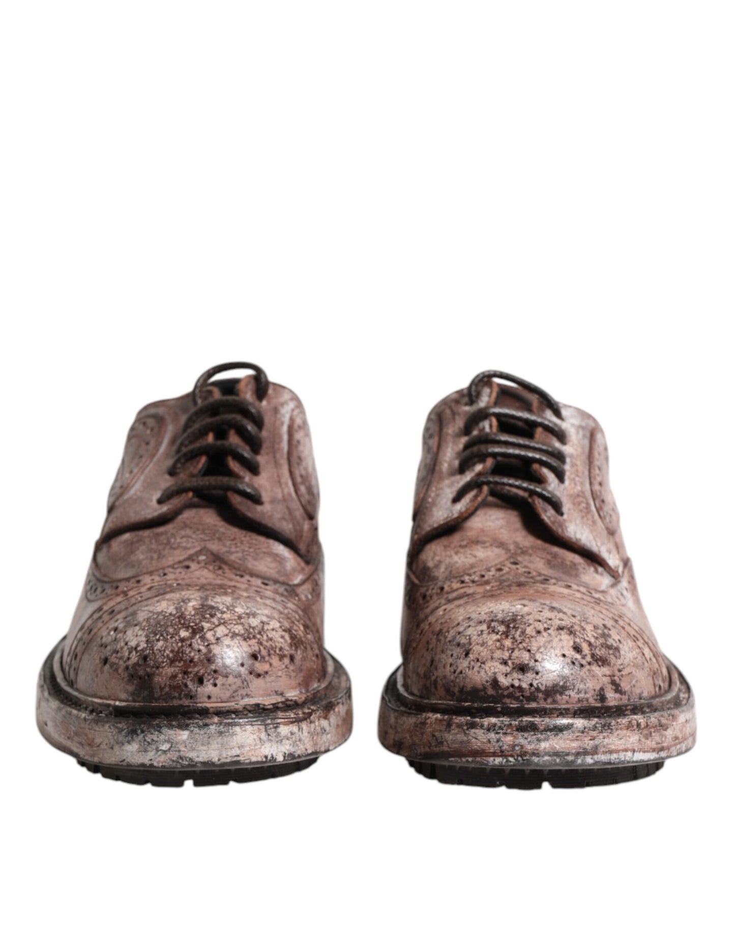 Dolce &amp; Gabbana – Brogue-Schnürschuhe aus braunem Leder im Used-Look