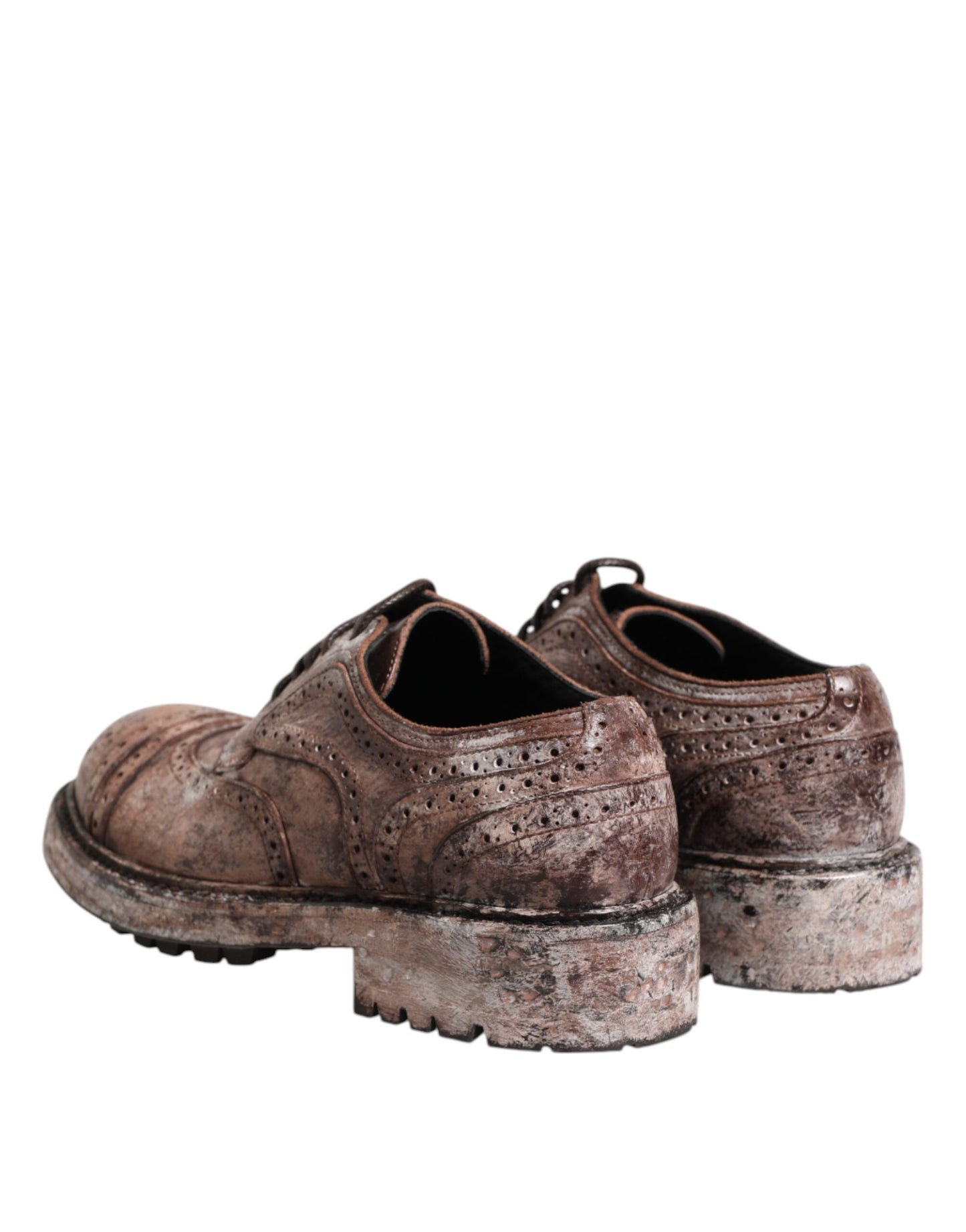 Dolce &amp; Gabbana – Brogue-Schnürschuhe aus braunem Leder im Used-Look