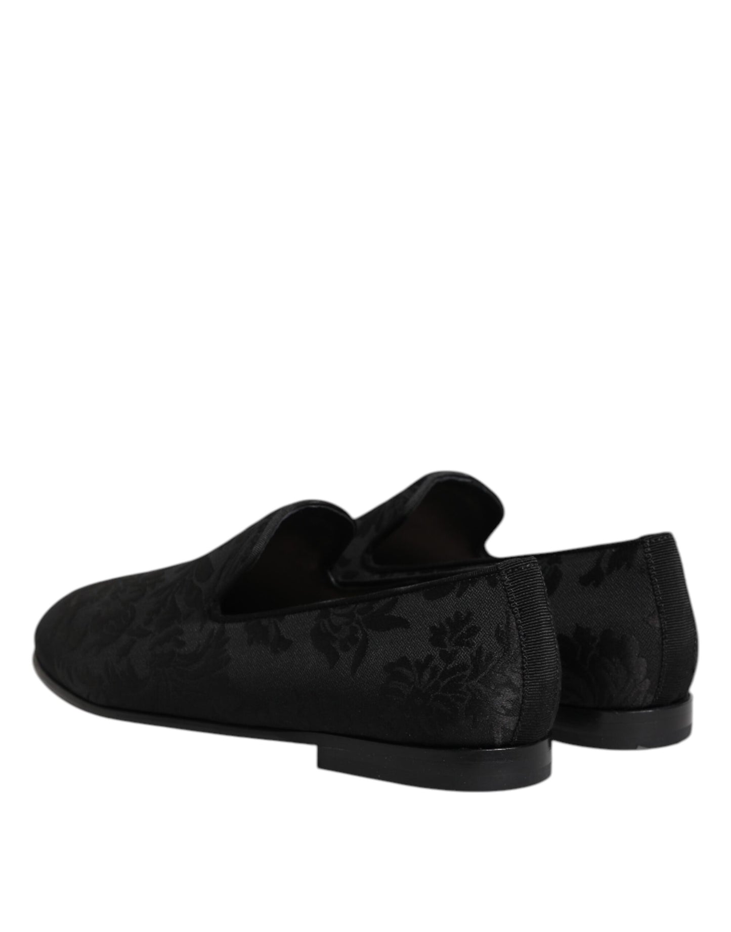 Dolce &amp; Gabbana – Schwarze Loafer aus Brokat mit Blumenmuster für Herren