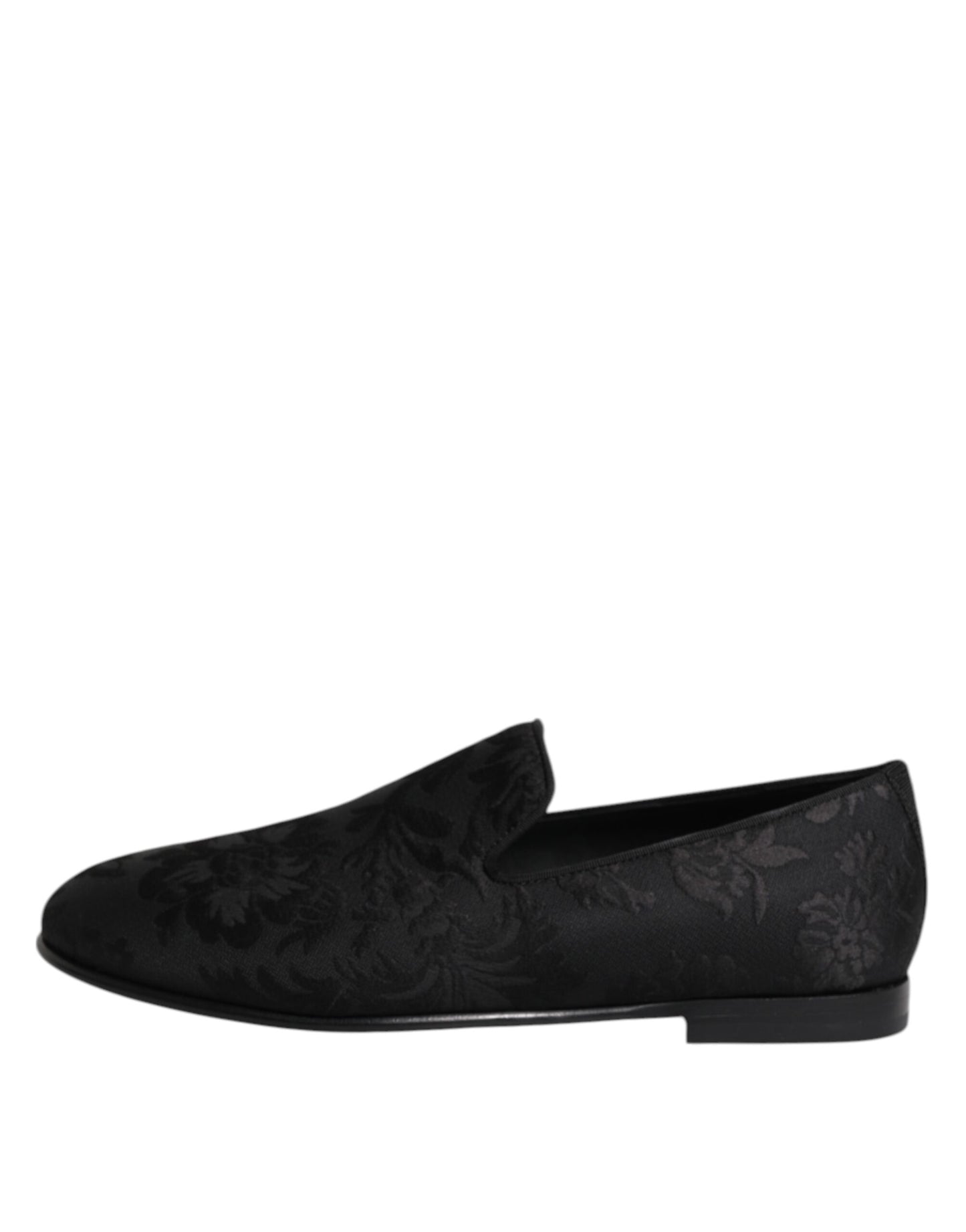 Dolce &amp; Gabbana – Schwarze Loafer aus Brokat mit Blumenmuster für Herren