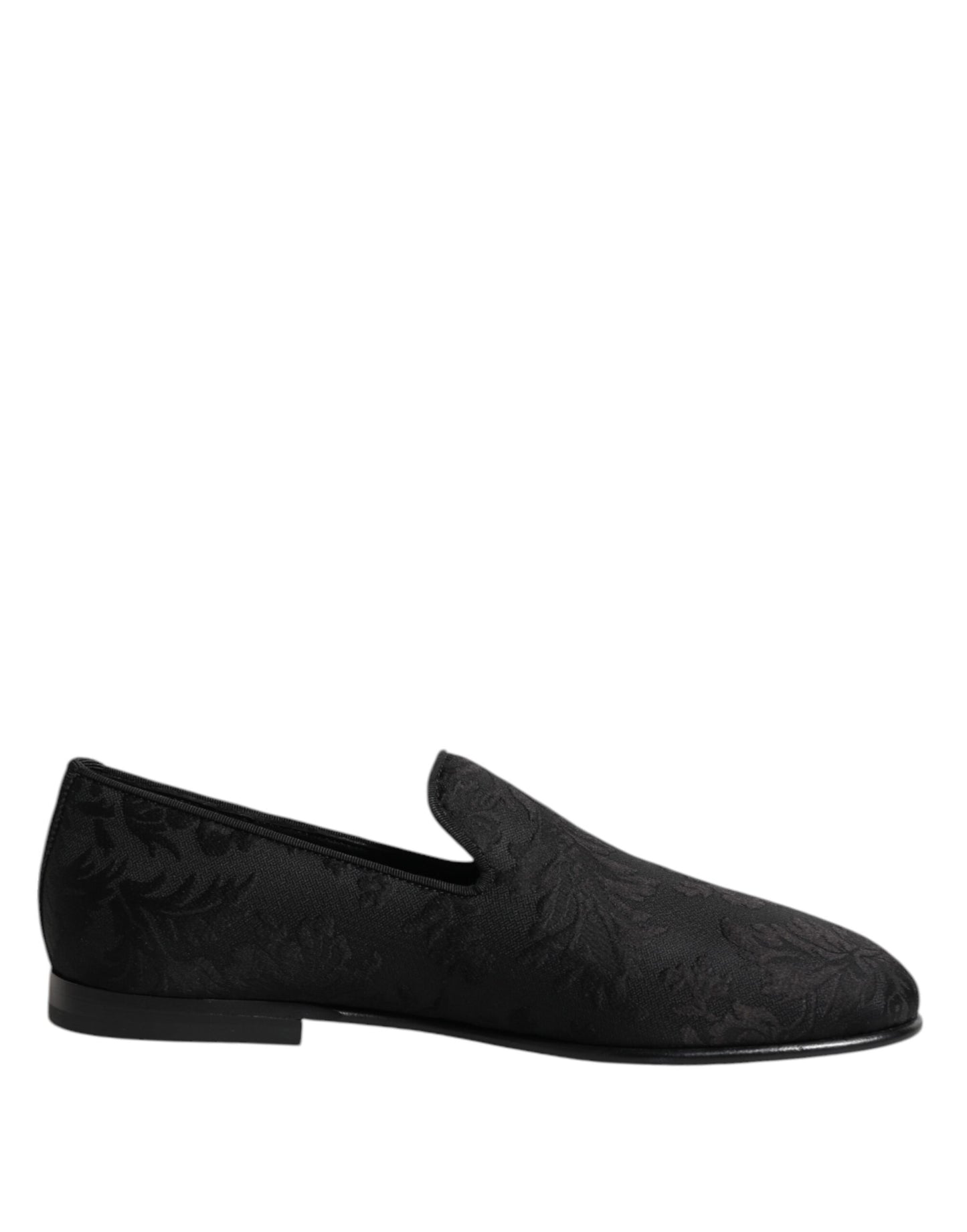 Dolce &amp; Gabbana – Schwarze Loafer aus Brokat mit Blumenmuster für Herren