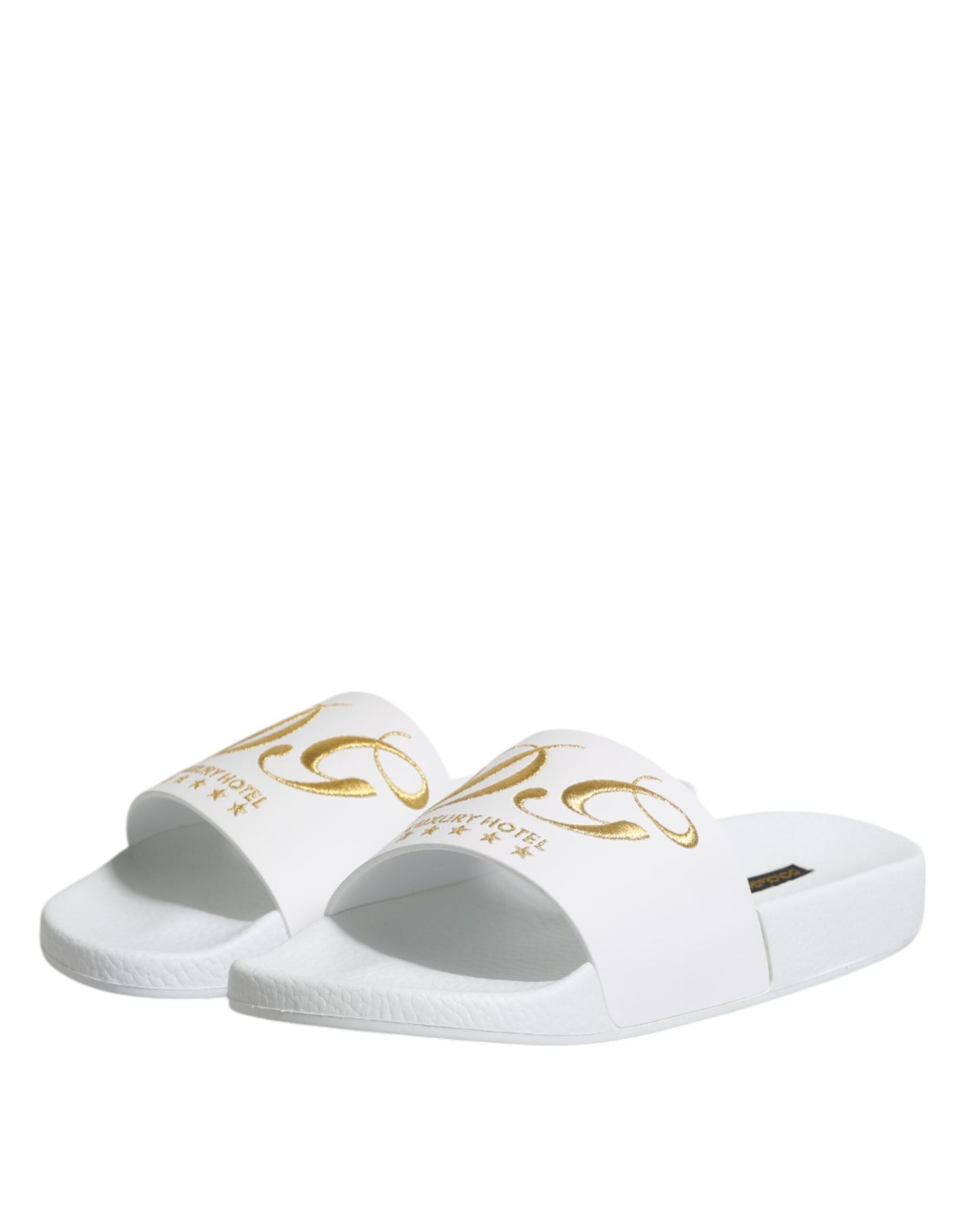 Dolce &amp; Gabbana Weiße Leder-Sandalen, Strandschuhe