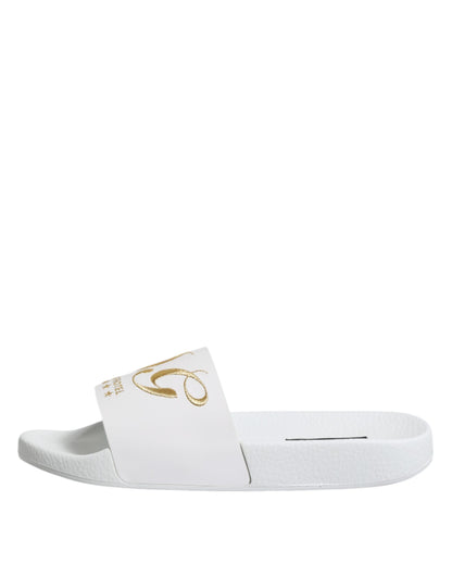 Dolce &amp; Gabbana Weiße Leder-Sandalen, Strandschuhe