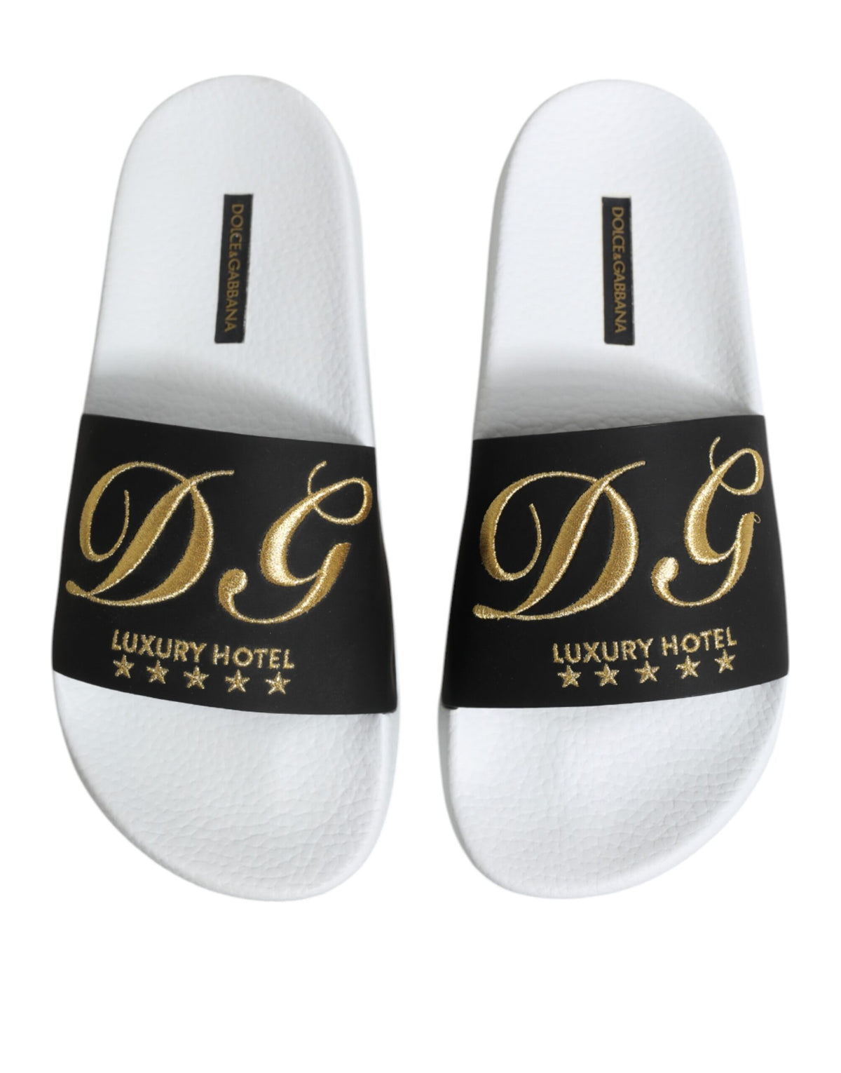 Dolce &amp; Gabbana Weiß Schwarz Leder Sandalen Beachwear Schuhe