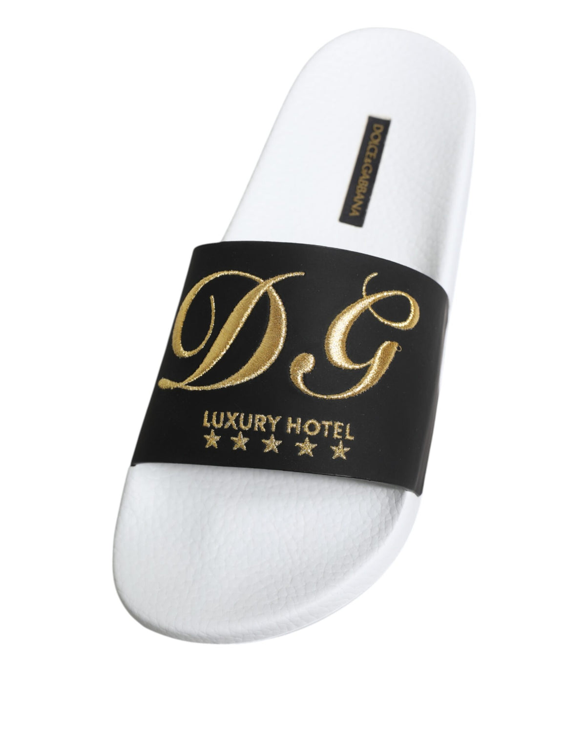 Dolce &amp; Gabbana Weiß Schwarz Leder Sandalen Beachwear Schuhe