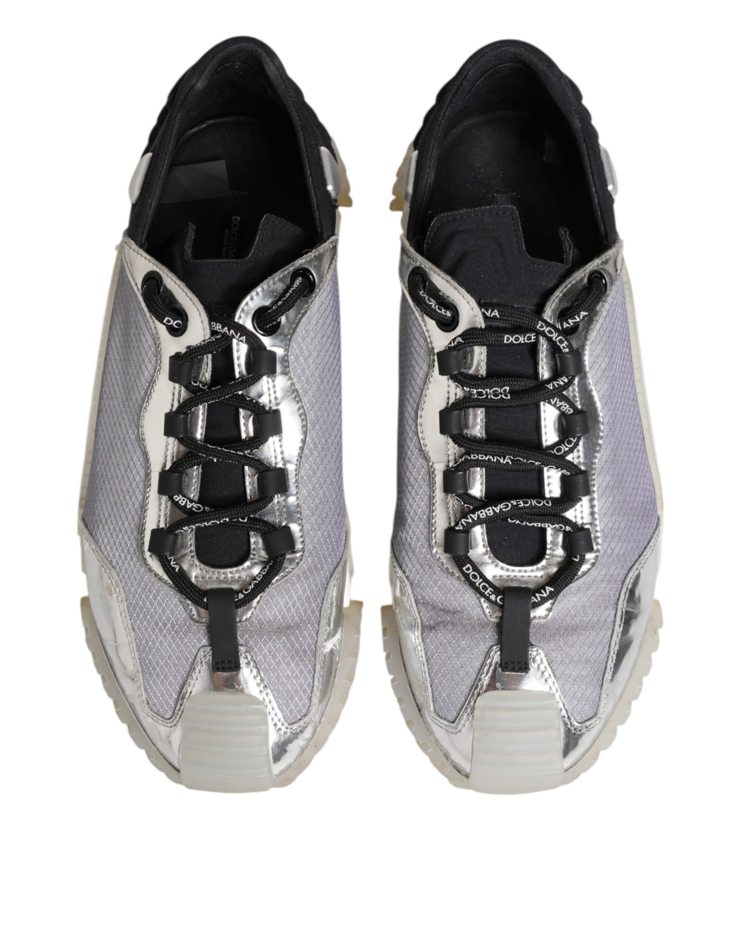 Dolce &amp; Gabbana Schwarz Silber NS1 Männer Low Top Sneakers Schuhe