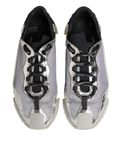 Dolce &amp; Gabbana Schwarz Silber NS1 Männer Low Top Sneakers Schuhe