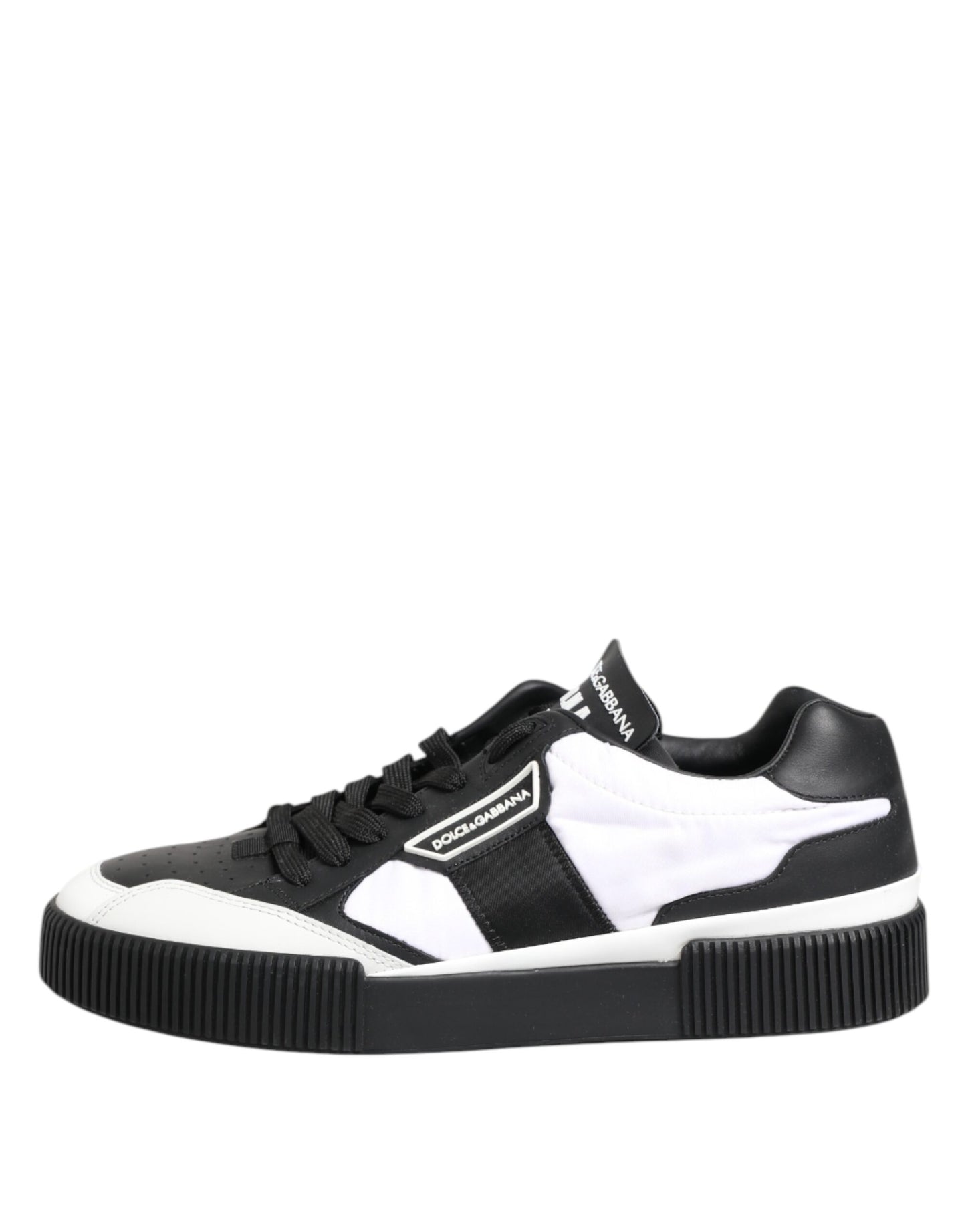 Dolce &amp; Gabbana MIAMI Low Top Sneakers aus schwarzem und weißem Leder
