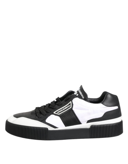 Dolce &amp; Gabbana MIAMI Low Top Sneakers aus schwarzem und weißem Leder