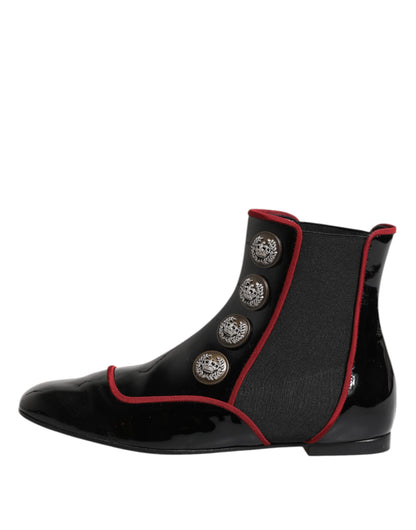 Dolce &amp; Gabbana – Schwarze Jackie-Chelsea-Stiefel mit Knöpfen