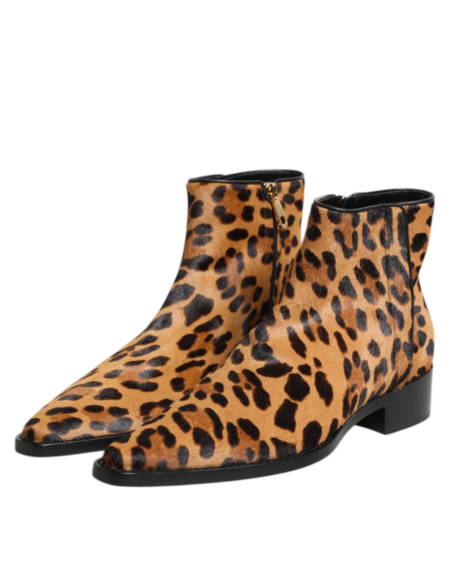 Dolce &amp; Gabbana Braune Stiefeletten aus Kalbsfell mit Leopardenmuster