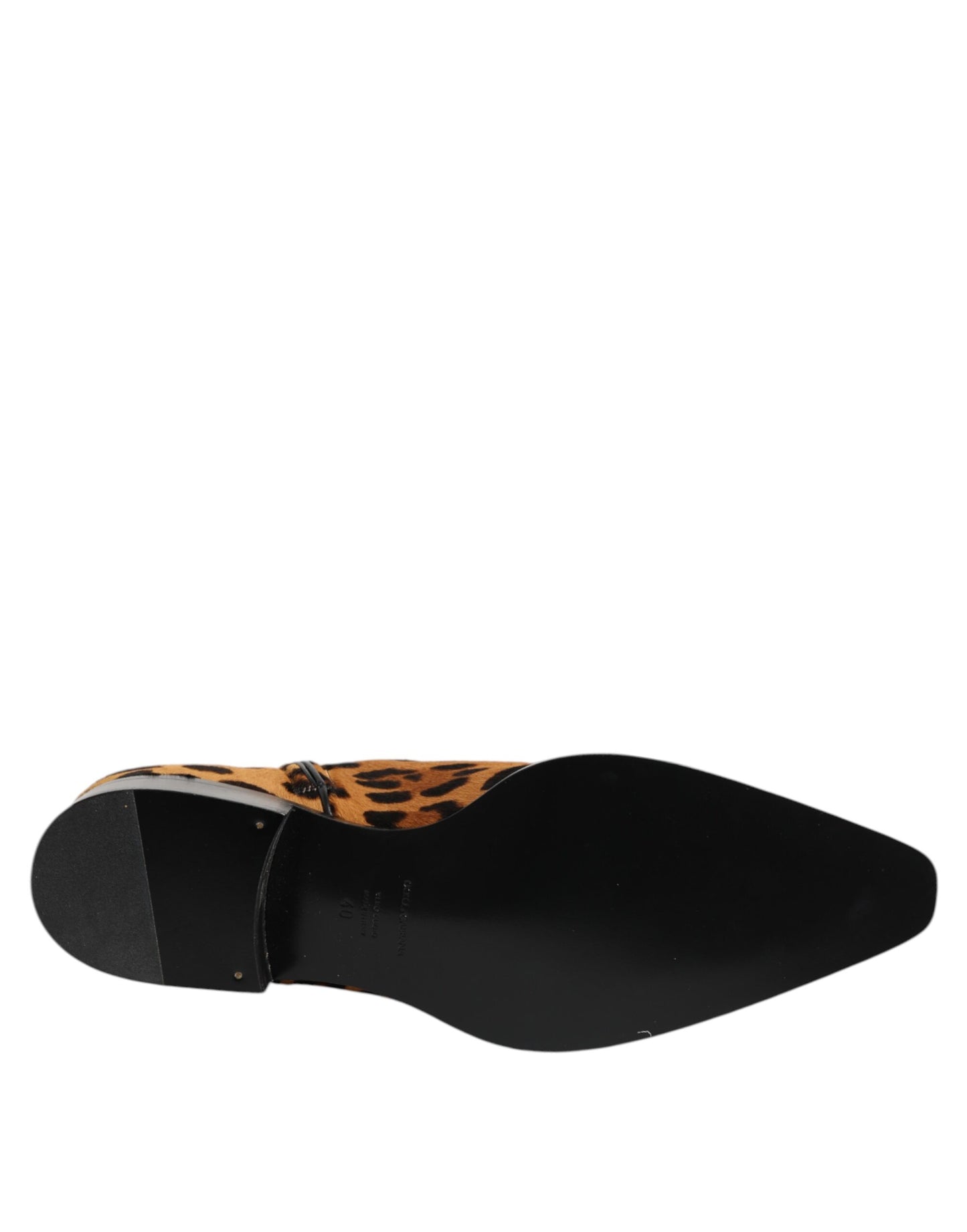 Dolce &amp; Gabbana Braune Stiefeletten aus Kalbsfell mit Leopardenmuster