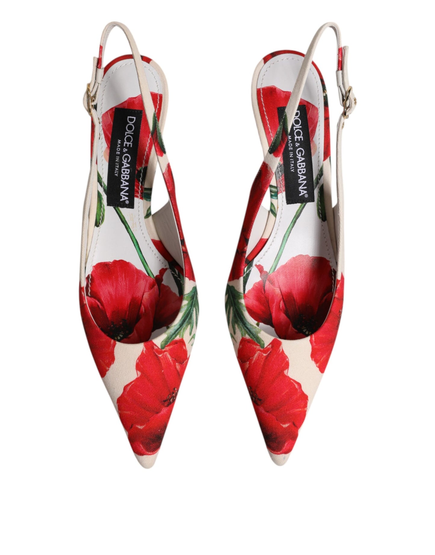 Dolce &amp; Gabbana Weiße Blumenabsätze Slingback-Sandalen Schuhe