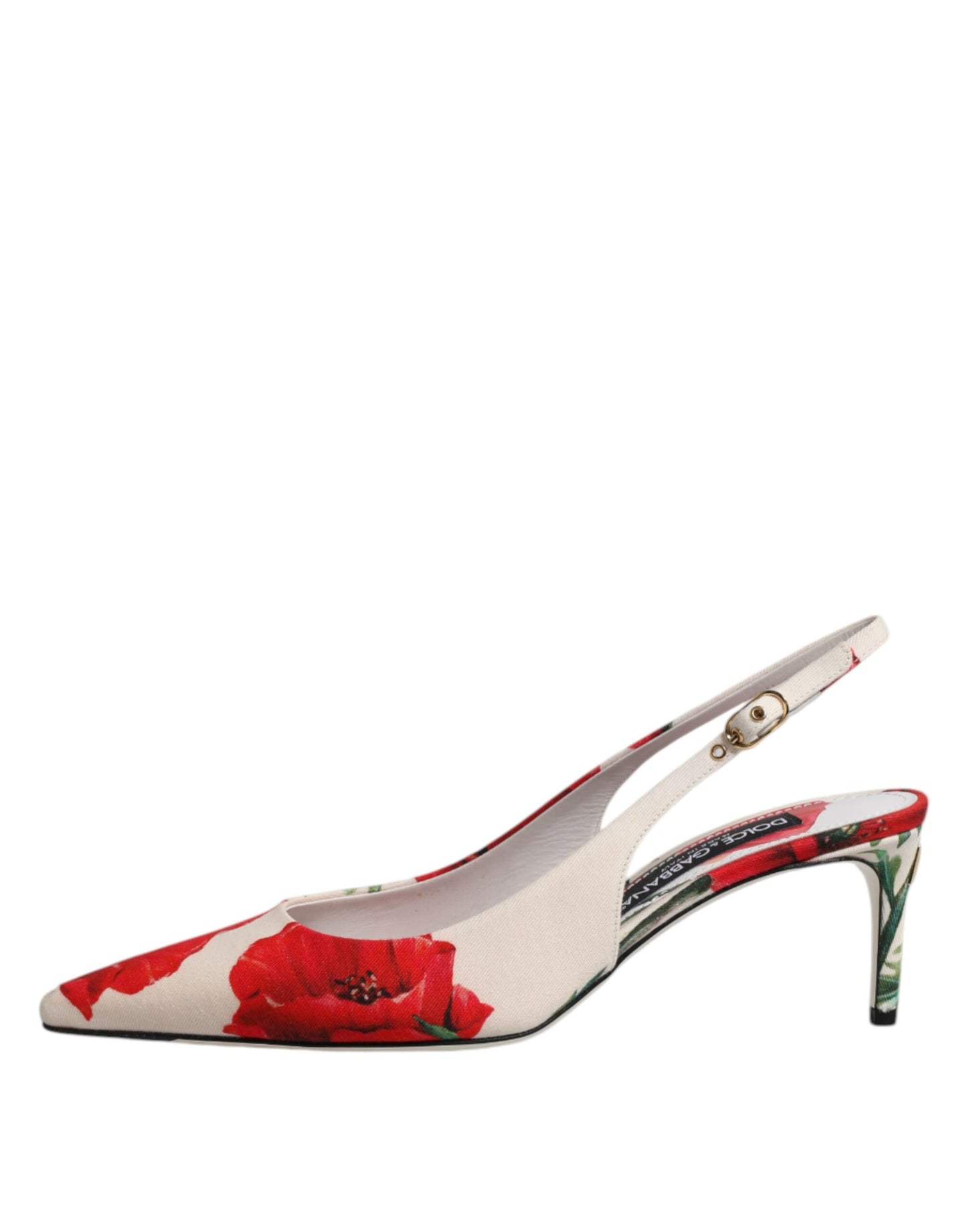 Dolce &amp; Gabbana Weiße Blumenabsätze Slingback-Sandalen Schuhe