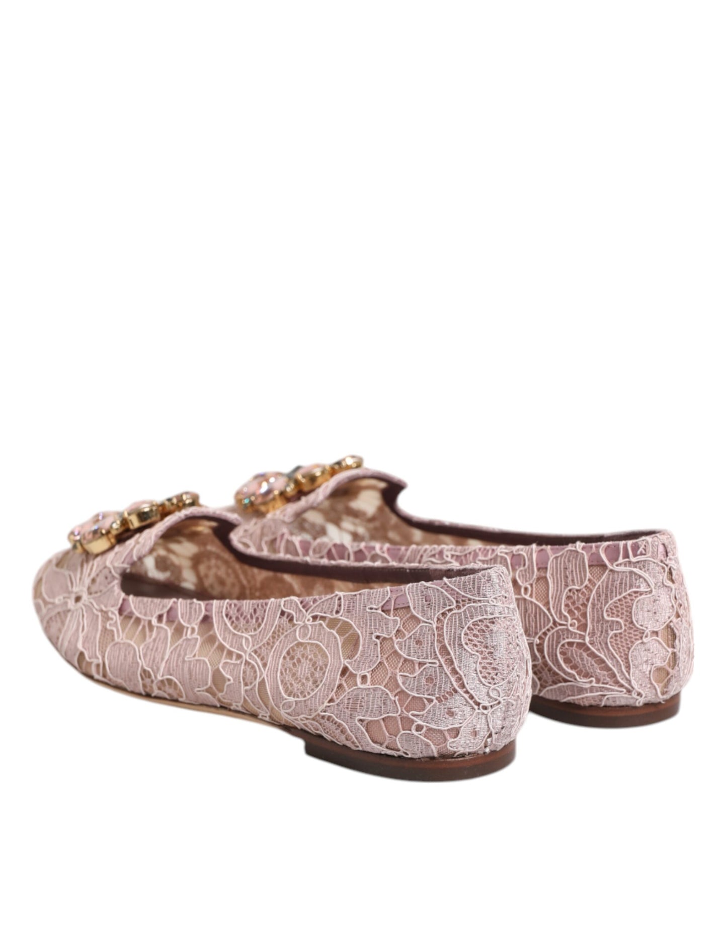 Dolce &amp; Gabbana – Rosa Taormina – Flache Schuhe mit Spitzen und Kristallen
