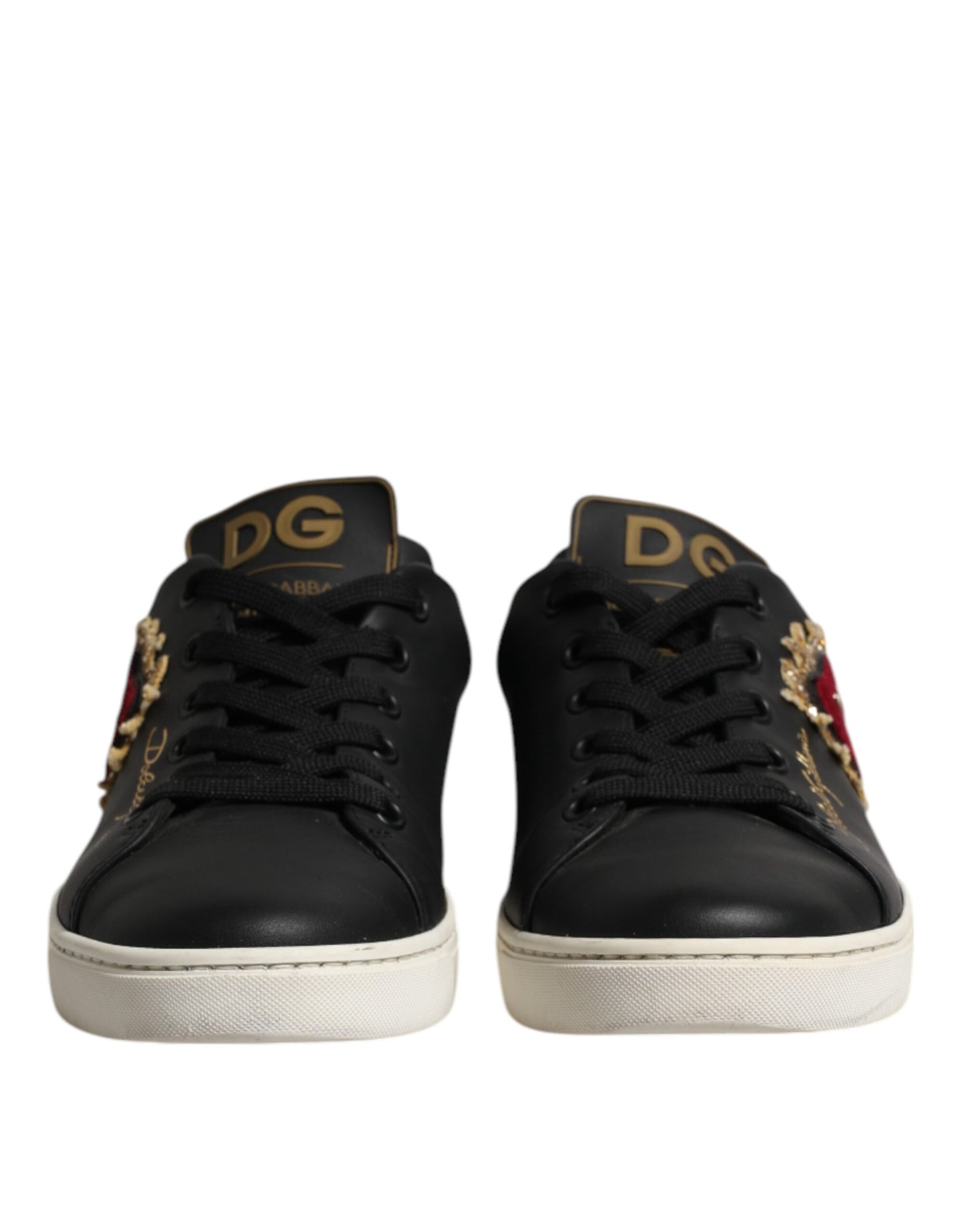 Dolce &amp; Gabbana – Sacred Heart – Sneaker aus schwarzem Leder