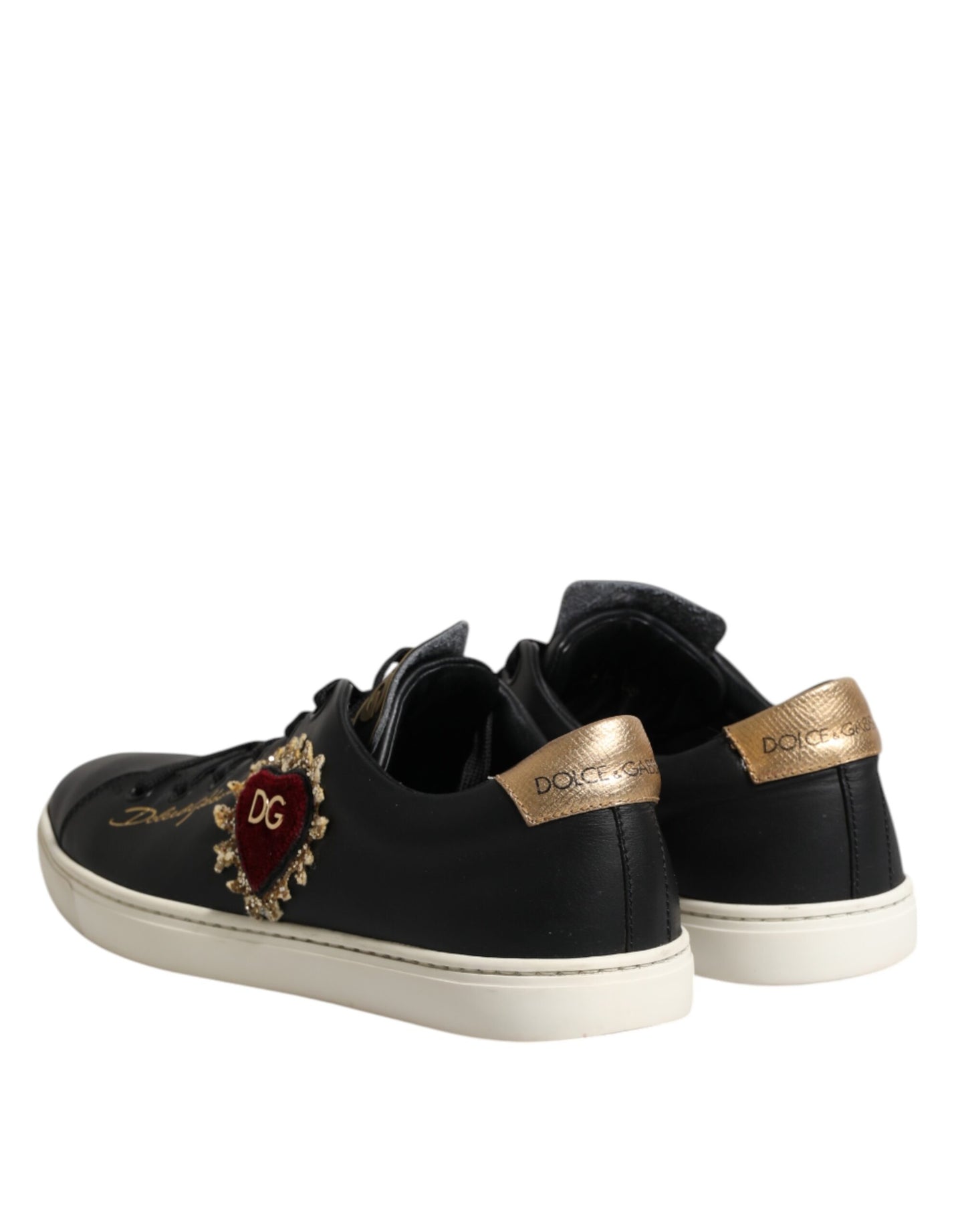 Dolce &amp; Gabbana – Sacred Heart – Sneaker aus schwarzem Leder