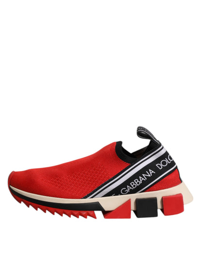 Dolce & Gabbana Red Sorrento Slip On Low Top Sneakers Shoes