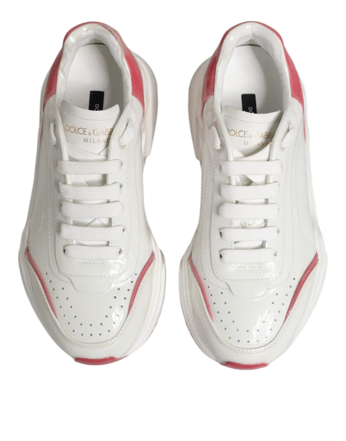 Dolce &amp; Gabbana Weiß Rosa Daymaster Low Top Sneakers Schuhe