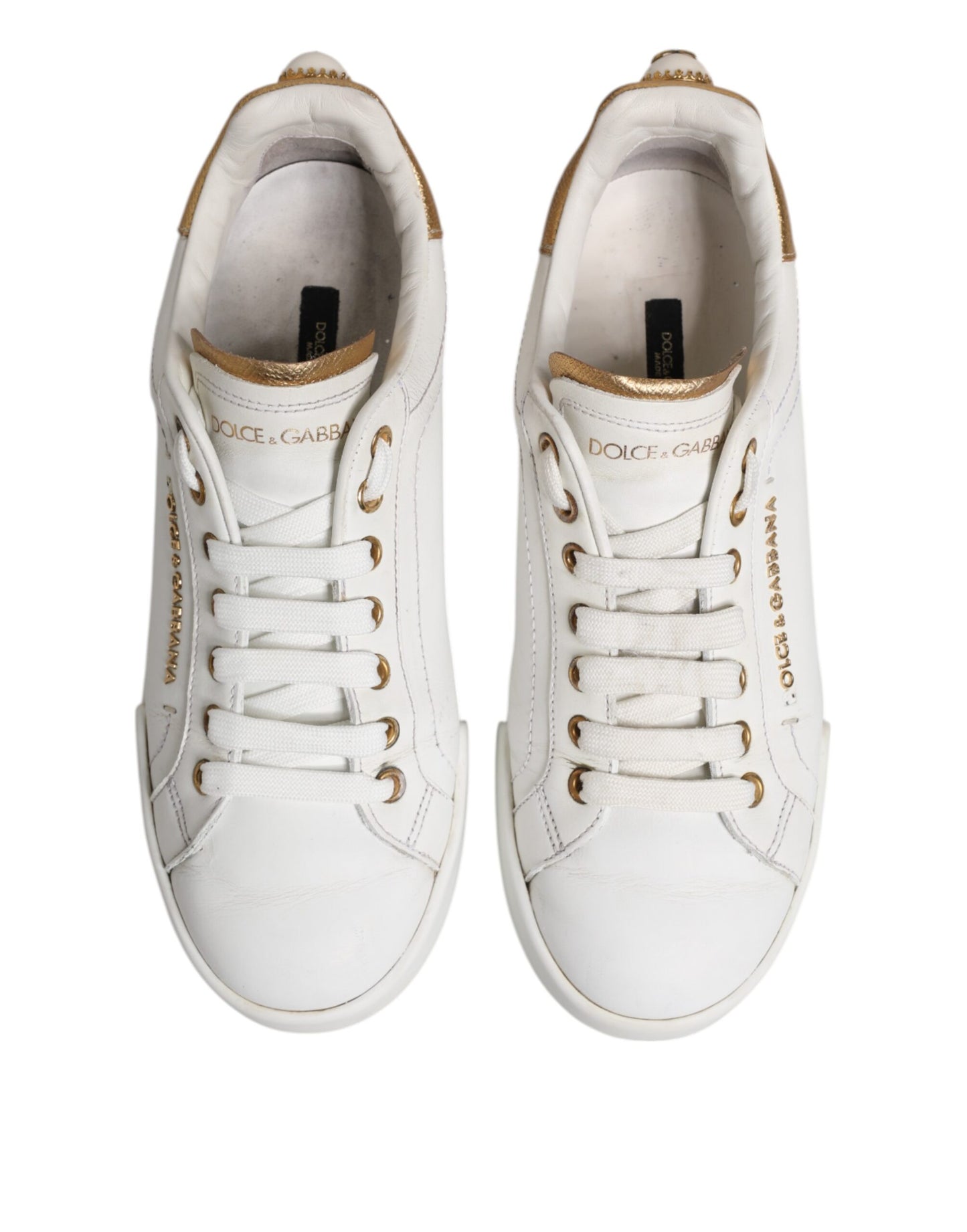 Dolce &amp; Gabbana Weiße Leder Low Top Damen Sneakers Schuhe