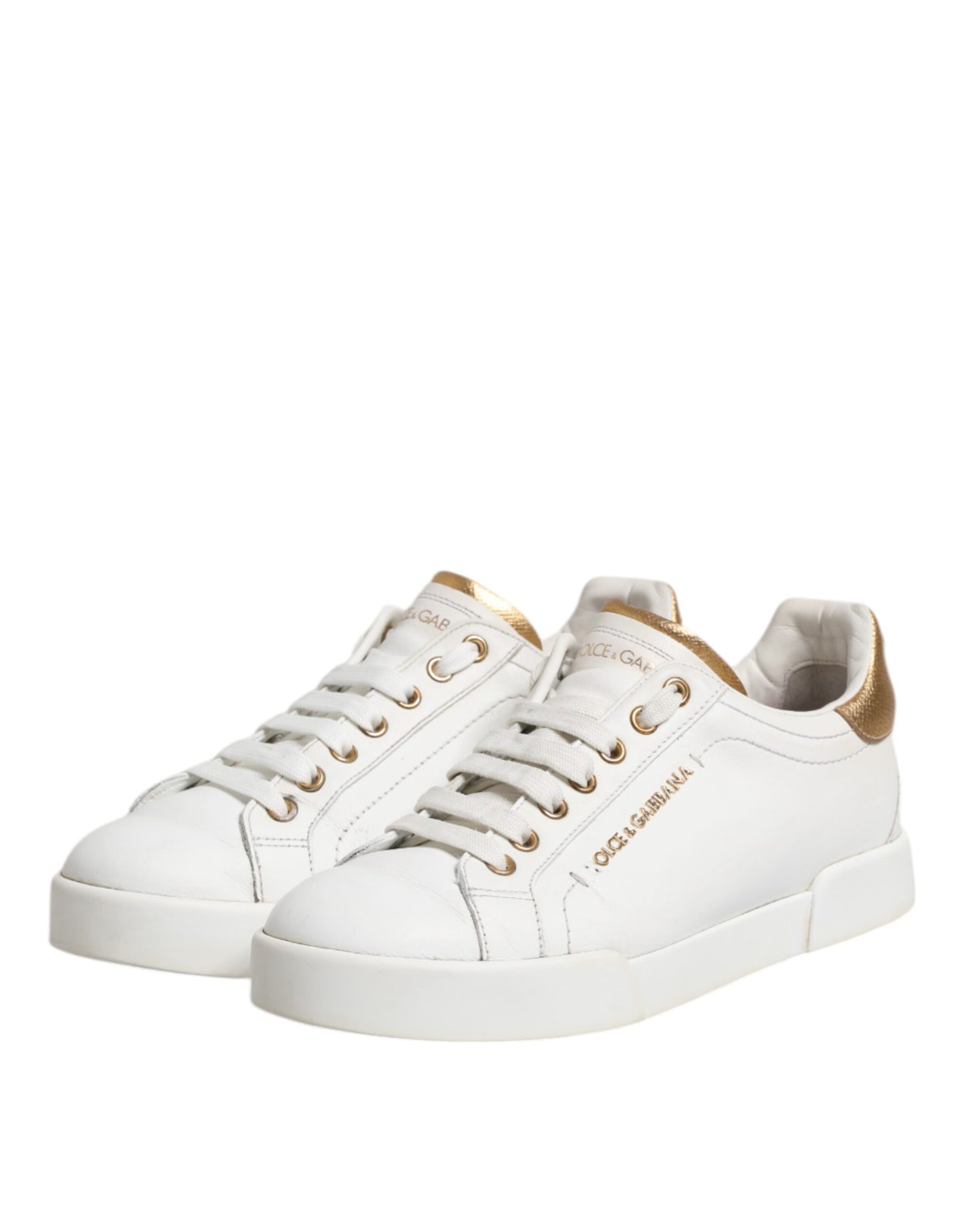Dolce &amp; Gabbana Weiße Leder Low Top Damen Sneakers Schuhe