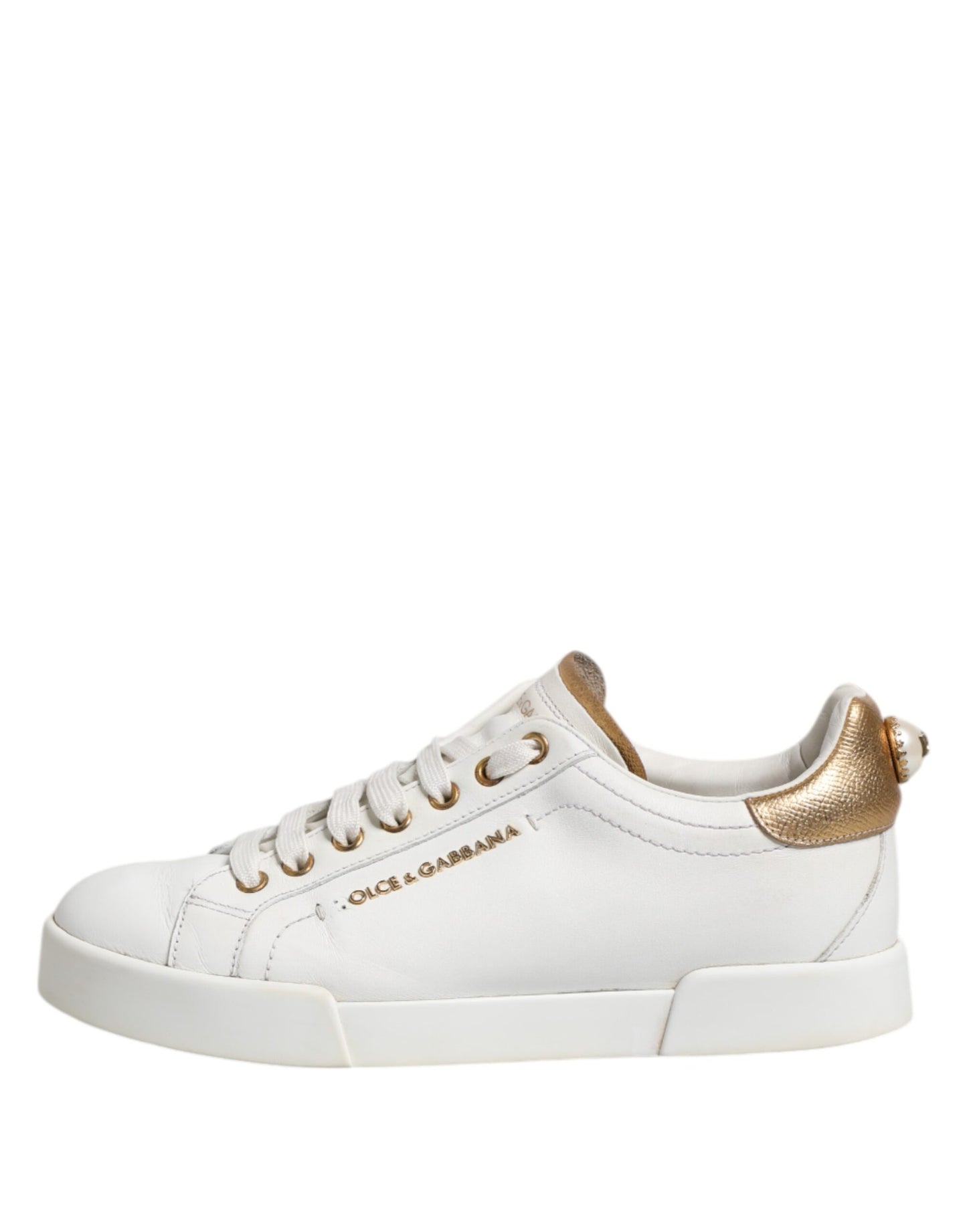 Dolce &amp; Gabbana Weiße Leder Low Top Damen Sneakers Schuhe