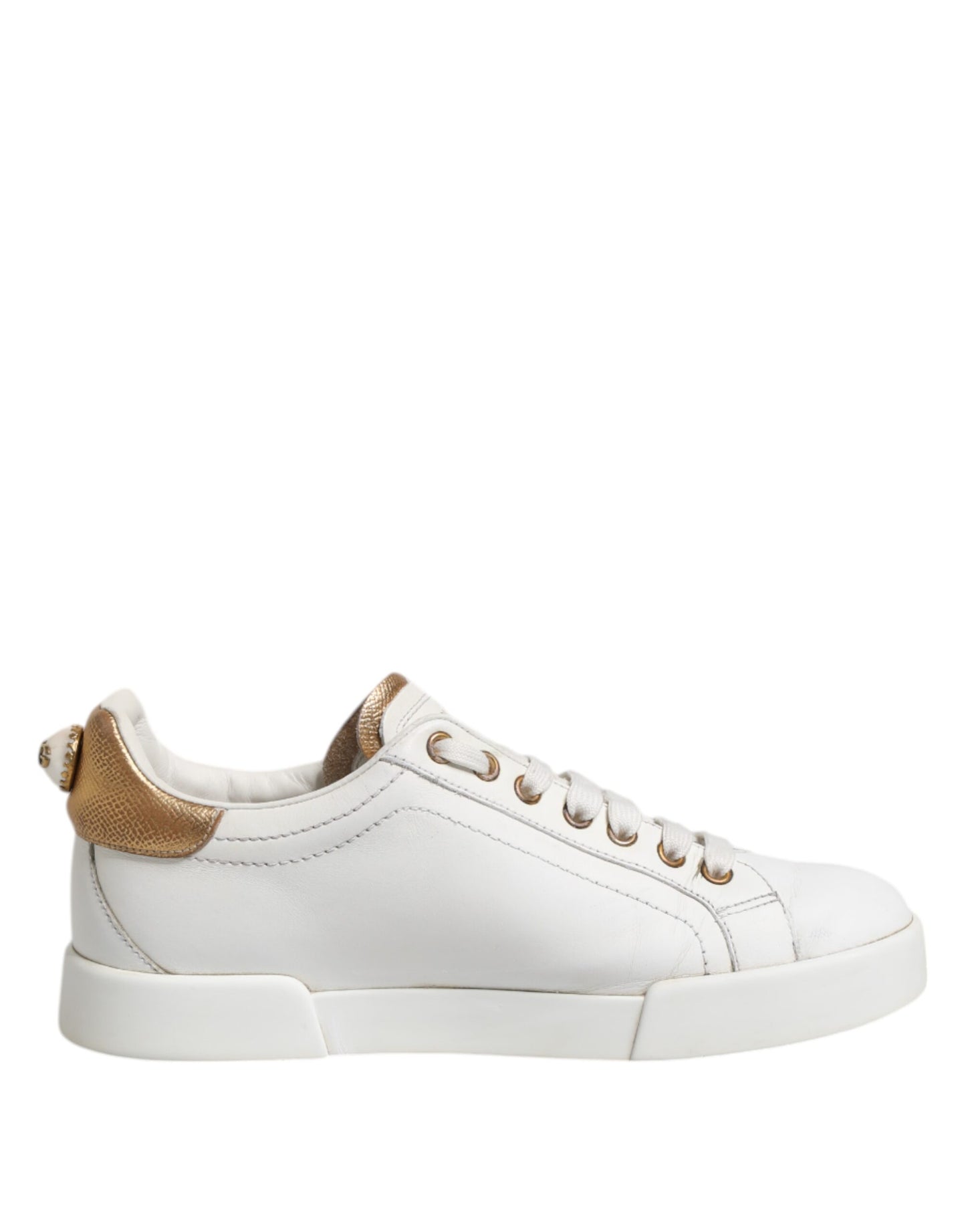 Dolce &amp; Gabbana Weiße Leder Low Top Damen Sneakers Schuhe