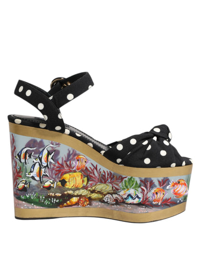 Dolce &amp; Gabbana Multicolor Fish Polka Dot Keil Sandalen Schuhe