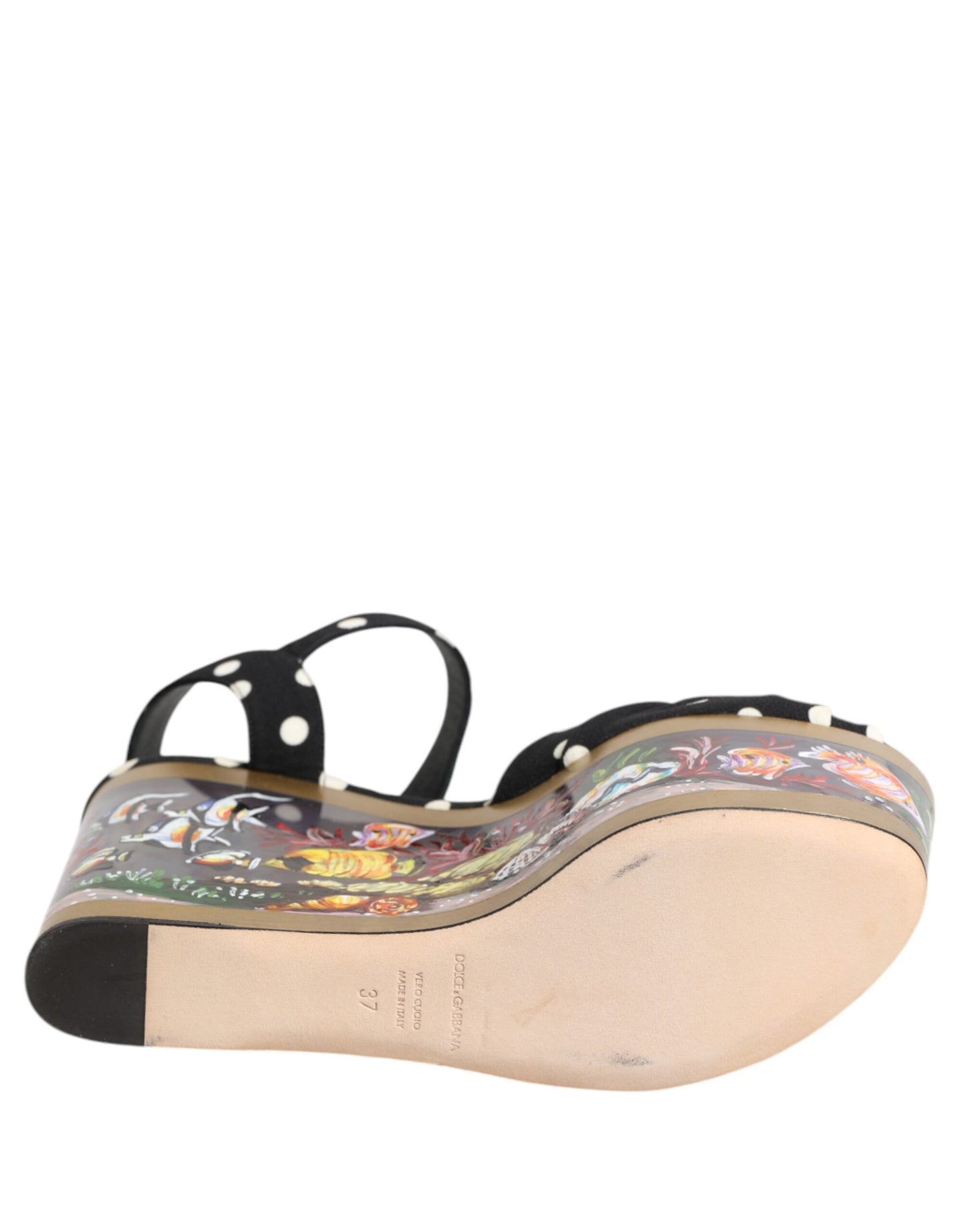 Dolce &amp; Gabbana Multicolor Fish Polka Dot Keil Sandalen Schuhe