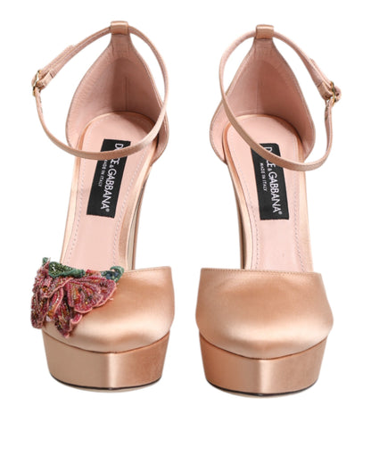 Dolce &amp; Gabbana Pink Block Heels Knöchelriemen Sandalen Schuhe