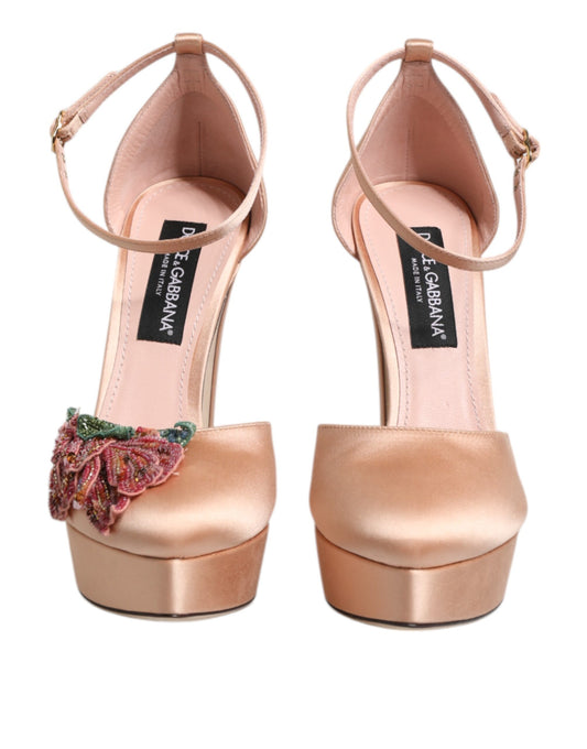 Dolce &amp; Gabbana Pink Block Heels Knöchelriemen Sandalen Schuhe