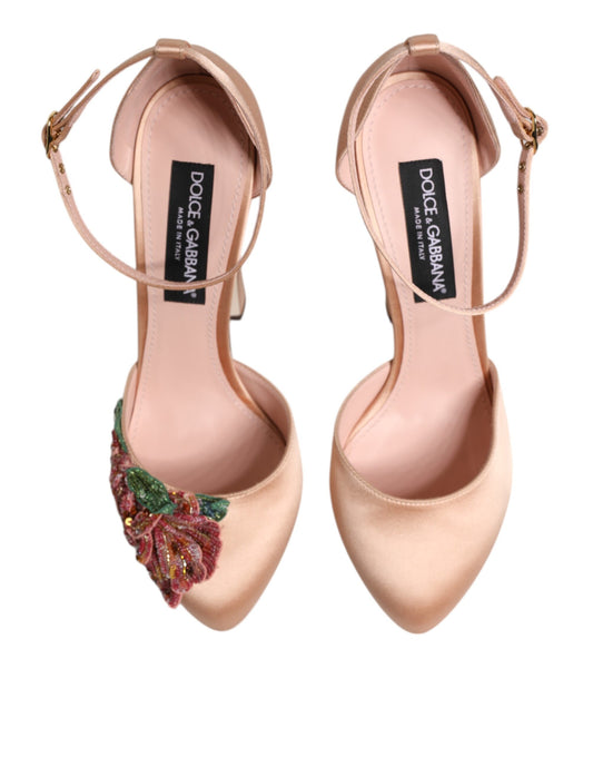 Dolce & Gabbana Pink Block Heels Ankle Strap Sandals Shoes