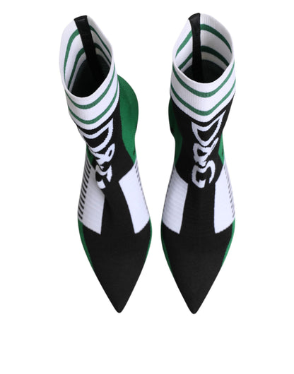 Dolce &amp; Gabbana – Grüne Stiefeletten im Stretch-Sockenstil