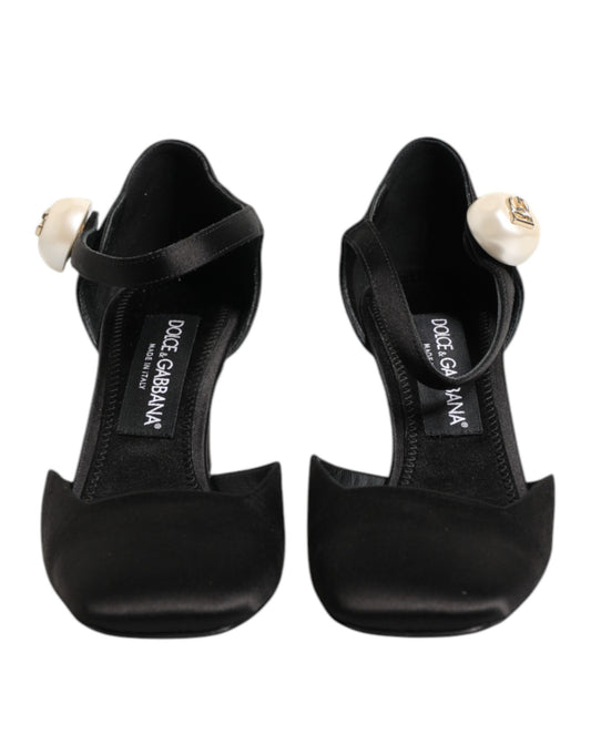 Dolce & Gabbana Black Leather Logo Ankle Strap Sandals Shoes