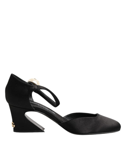 Dolce & Gabbana Black Leather Logo Ankle Strap Sandals Shoes