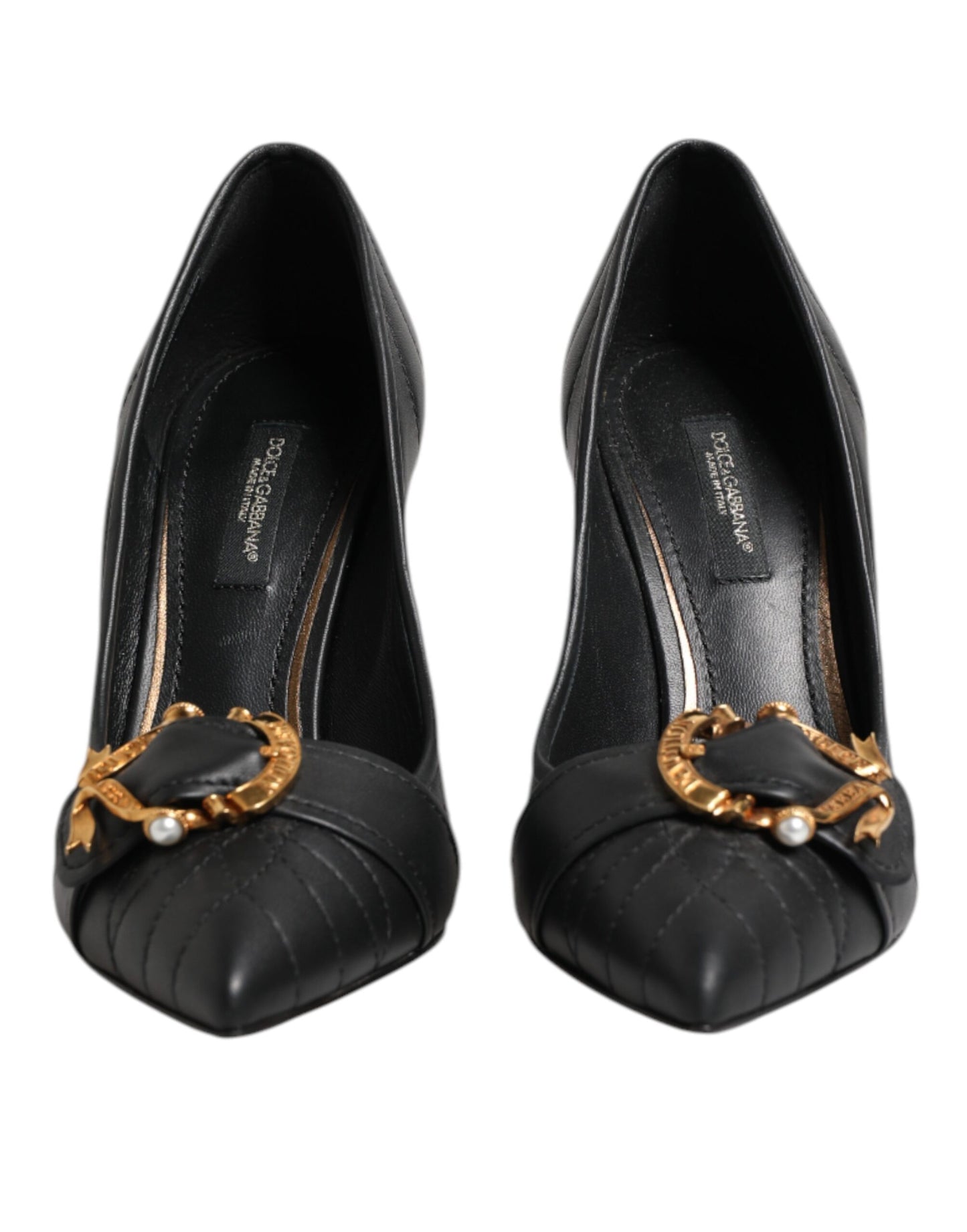 Dolce &amp; Gabbana Schwarze Devotion Leder Heels Pumps Schuhe