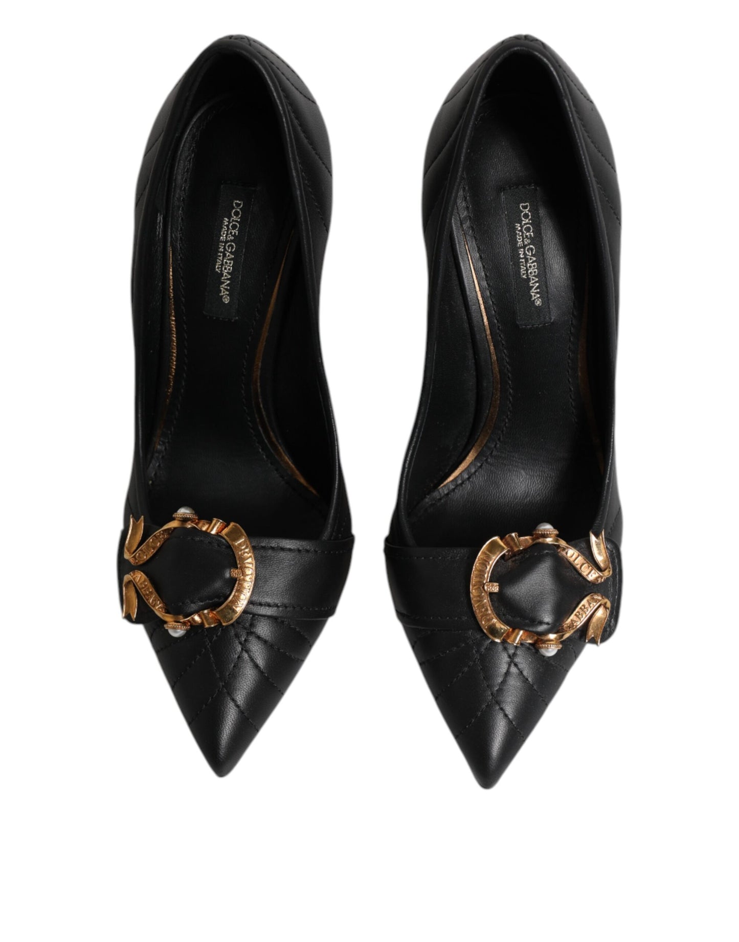Dolce &amp; Gabbana Schwarze Devotion Leder Heels Pumps Schuhe